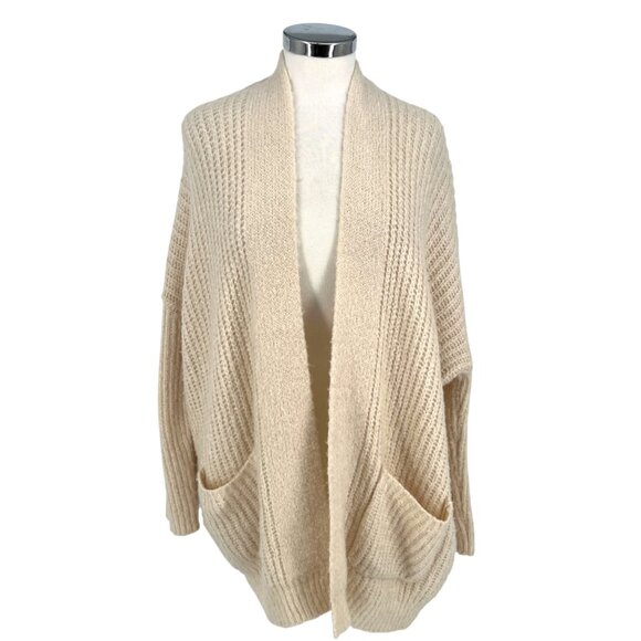 Dreamers Chunky Open Front Knit Cardigan Sweater Cream Size Medium - Picture 1 of 10